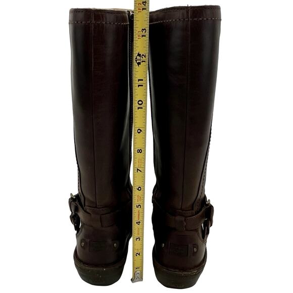 UGG Rosen Tall Boots Brown Leather Shearling Zip Buckle Women’s 7 Casual Winter - Picture 6 of 16
